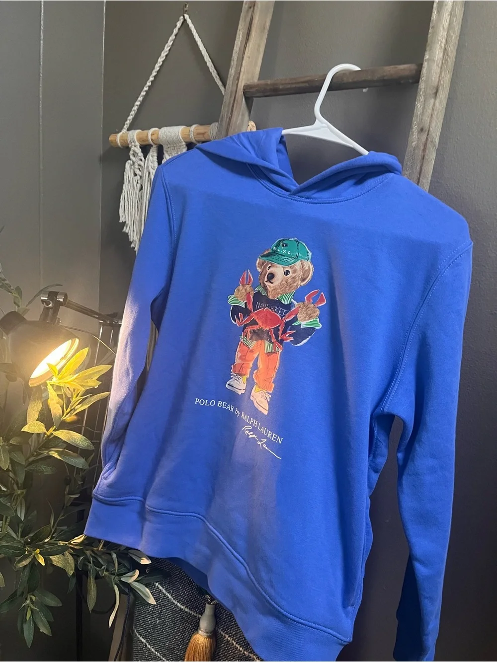 Ralph Lauren Blue Kids Polo Bear Hoodie